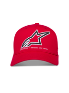 Alpinestars Red Lineout Hat, curved bill baseball cap with embroidered Astars logo and One Goal One Vision text.