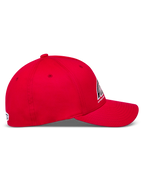 Alpinestars Lineout Hat, red lifestyle sportswear cap featuring a curved bill, structured crown, and embroidered logo on twill fabric.