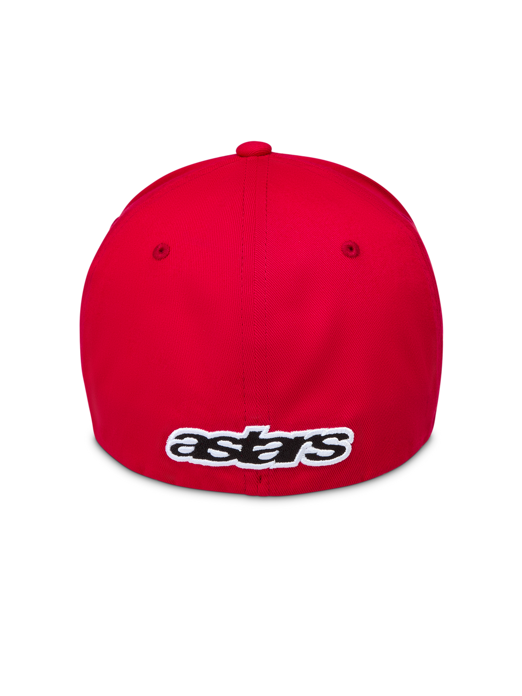 Alpinestars Lineout Hat, Red Sportswear Flex-Back Hat, back view with embroidered white and black astars logo on twill fabric.