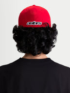 Alpinestars Lineout Hat, Red Sportswear Cap for Men and Women, Back View featuring embroidered white and black Astars logo, durable twill construction, and a structured crown.