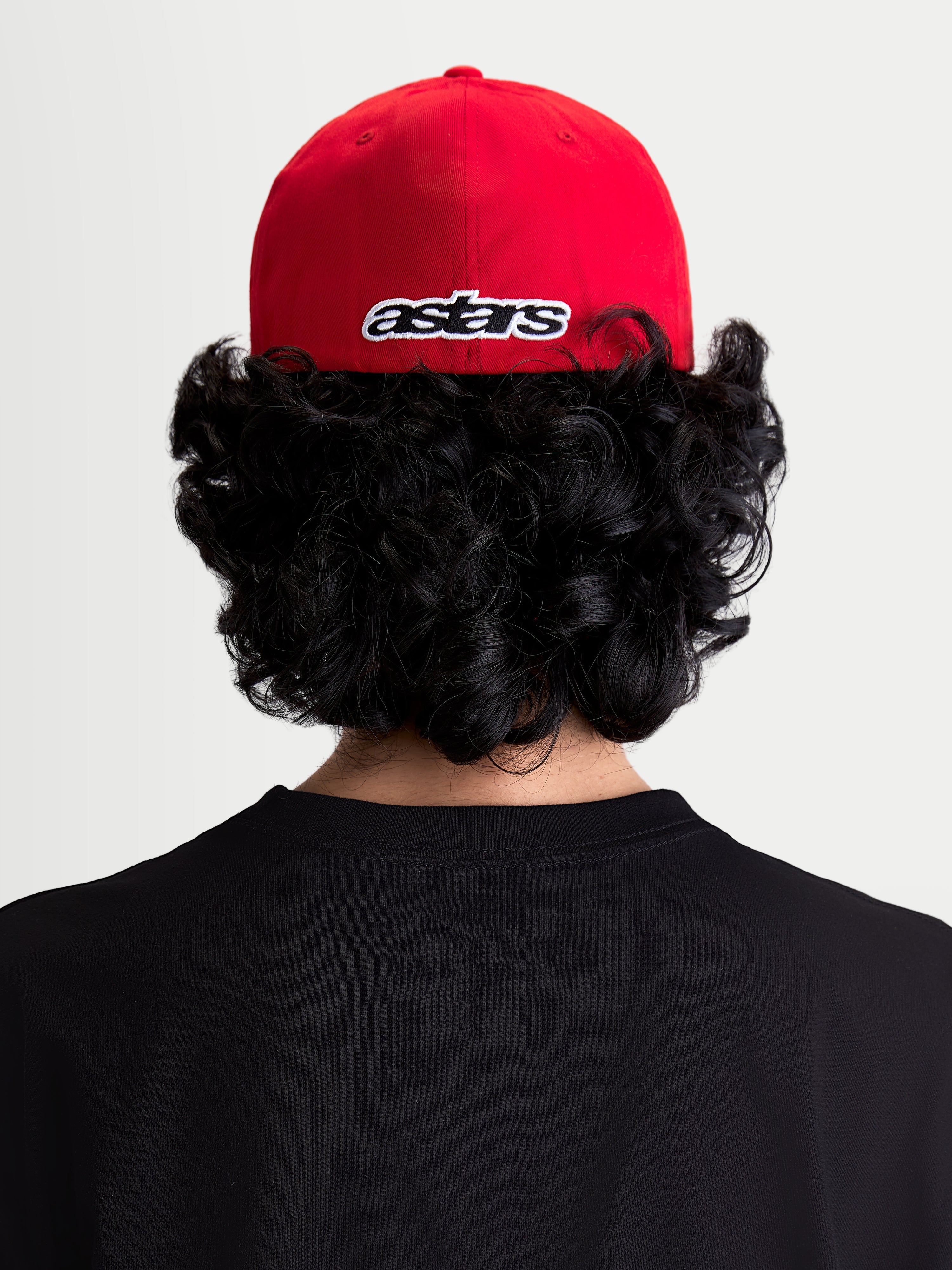 Alpinestars Lineout Hat, Red Sportswear Cap for Men and Women, Back View featuring embroidered white and black Astars logo, durable twill construction, and a structured crown.