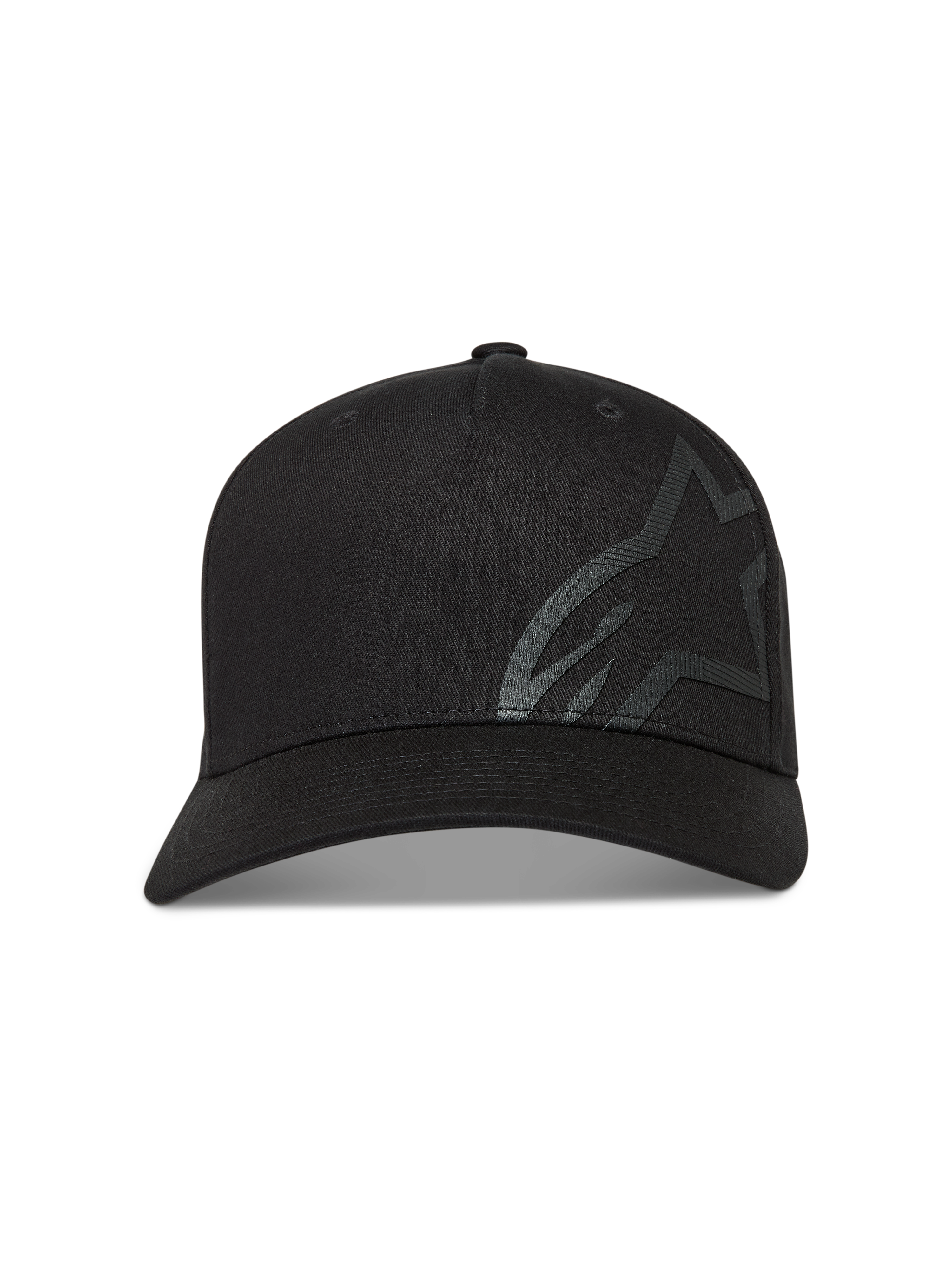Alpinestars Maze Hat, Motorsport Sportswear Cap, Black, Twill Fabric with Textured Astars Logo and Curved Bill.