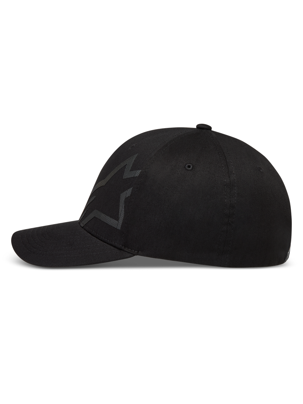 Alpinestars Maze Hat, Sportswear Curved Bill Cap, Black, Twill fabric featuring a textured Astars logo and structured crown.