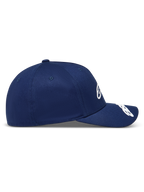 Alpinestars Arclight Hat, navy blue twill sportswear baseball cap with a curved bill and structured crown, side profile.
