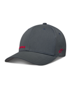 Alpinestars Points Hat, dark gray sportswear flex-back cap in nylon tactel with red HD print logos.