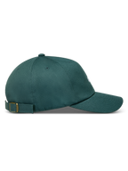 Alpinestars Explorer Strapback Hat, Green Sportswear Cap, side view with curved bill and adjustable strap with metal buckle.