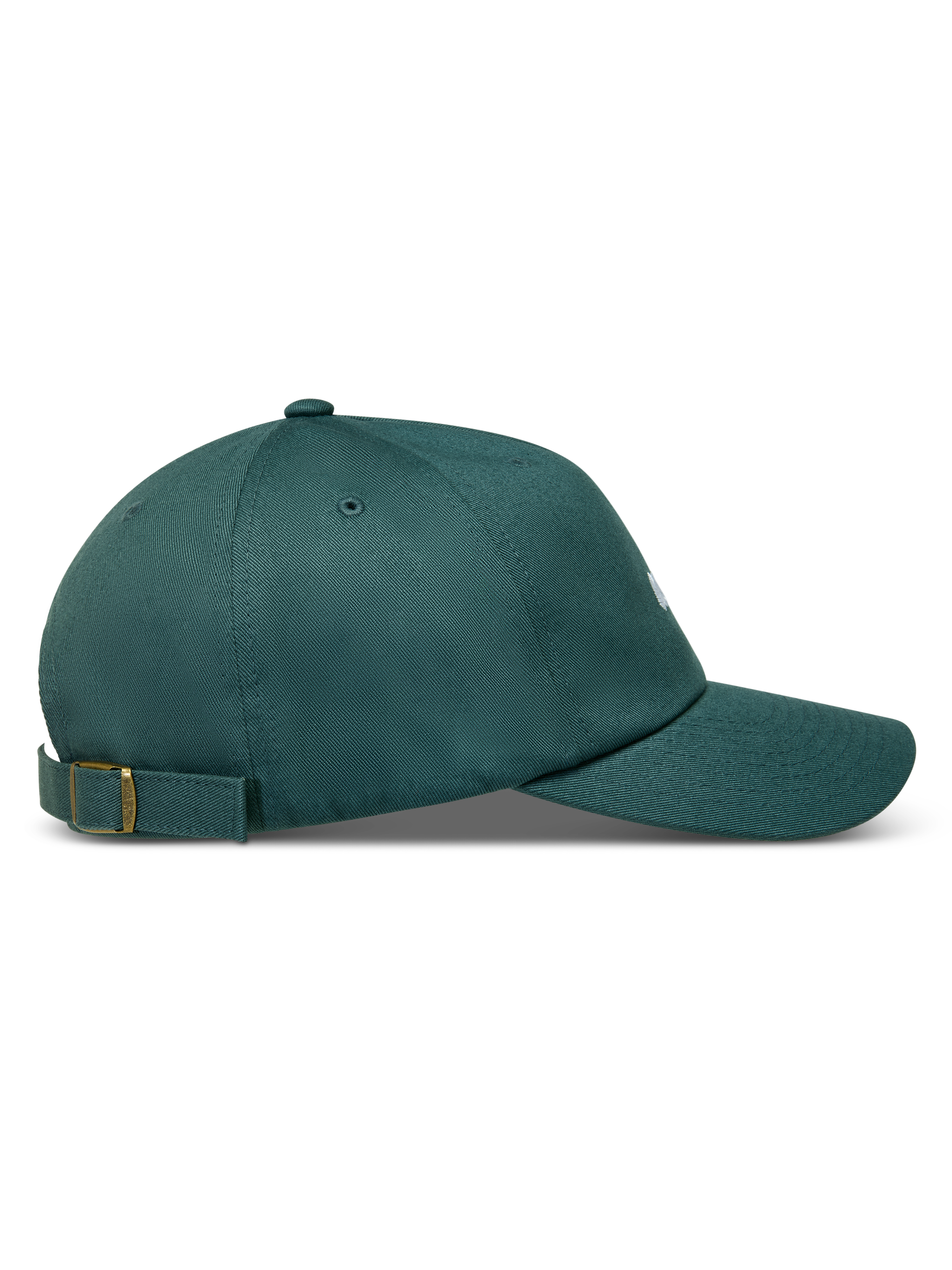 Alpinestars Explorer Strapback Hat, Green Sportswear Cap, side view with curved bill and adjustable strap with metal buckle.