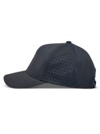 Alpinestars Algo Perf Adjustable Hat, Sportswear Tech Fabric Cap, Dark Grey, featuring Side Perforations and a Curved Bill.