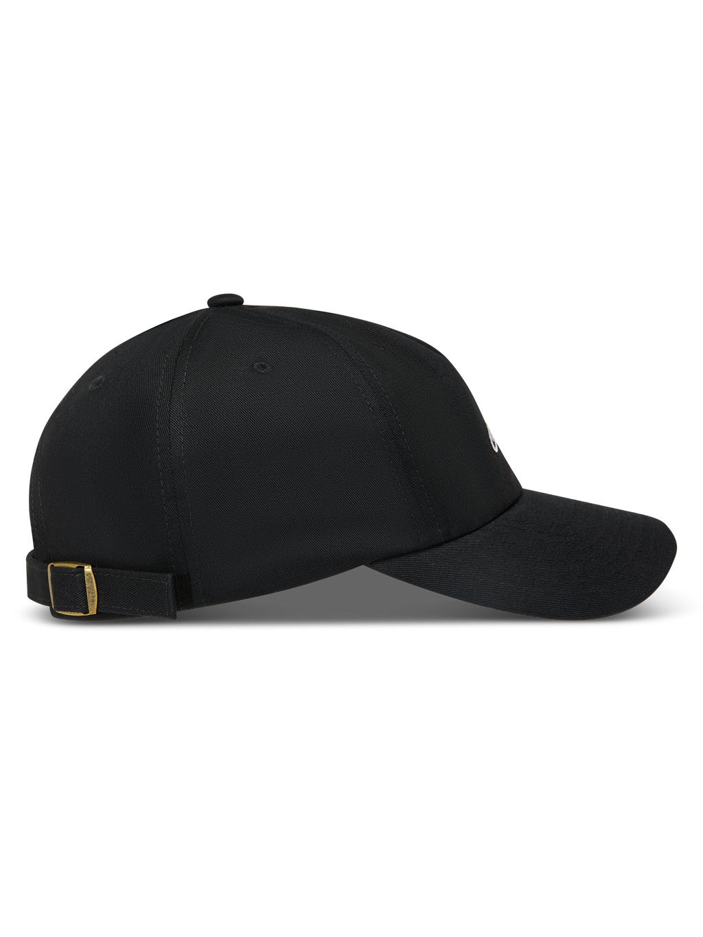 Alpinestars Dylan Dad Hat, Black twill sportswear cap with a curved bill and adjustable brass strap-back buckle.
