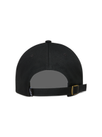 Alpinestars Dylan Dad Hat, black twill sportswear cap featuring an adjustable strap-back closure with a metal buckle.