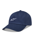 Alpinestars Dylan Dad Hat, Navy blue sportswear cap in twill fabric with a white Astars logo and curved bill.
