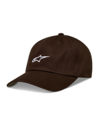 Alpinestars Dylan Dad Hat in brown, a cotton twill sportswear cap with a white embroidered Astars logo and curved bill.