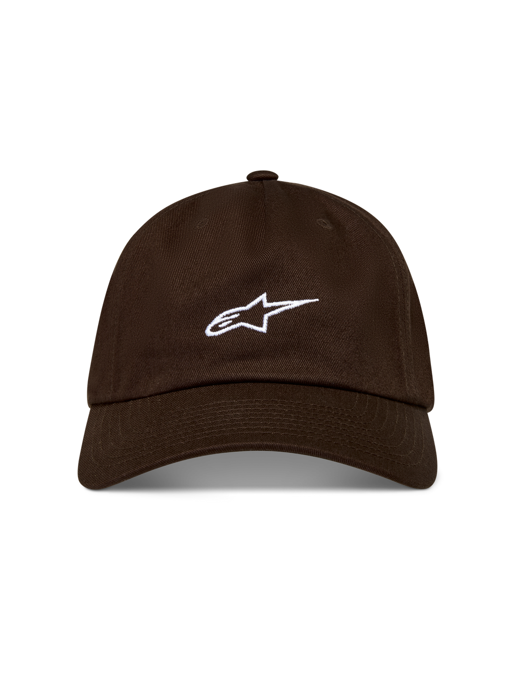 Alpinestars Dylan Dad Hat, Sportswear Baseball Cap, Brown, Twill fabric with white embroidered Astars logo, curved bill and unstructured low crown.