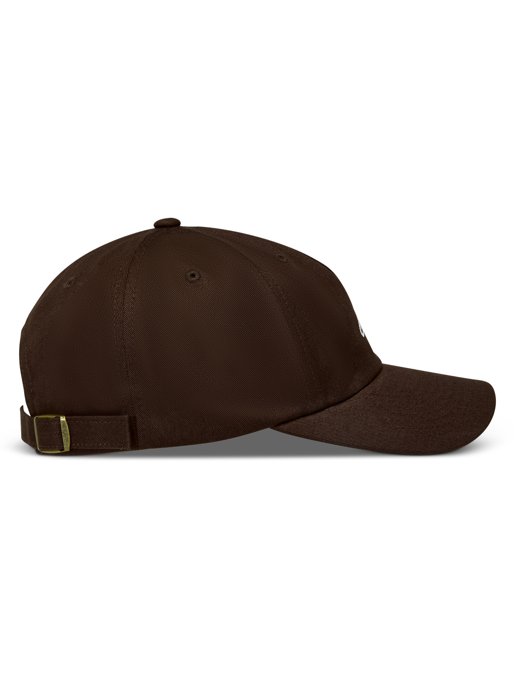 Alpinestars Dylan Dad Hat, brown twill sportswear cap, side view with unstructured low crown, curved bill, and strap back.