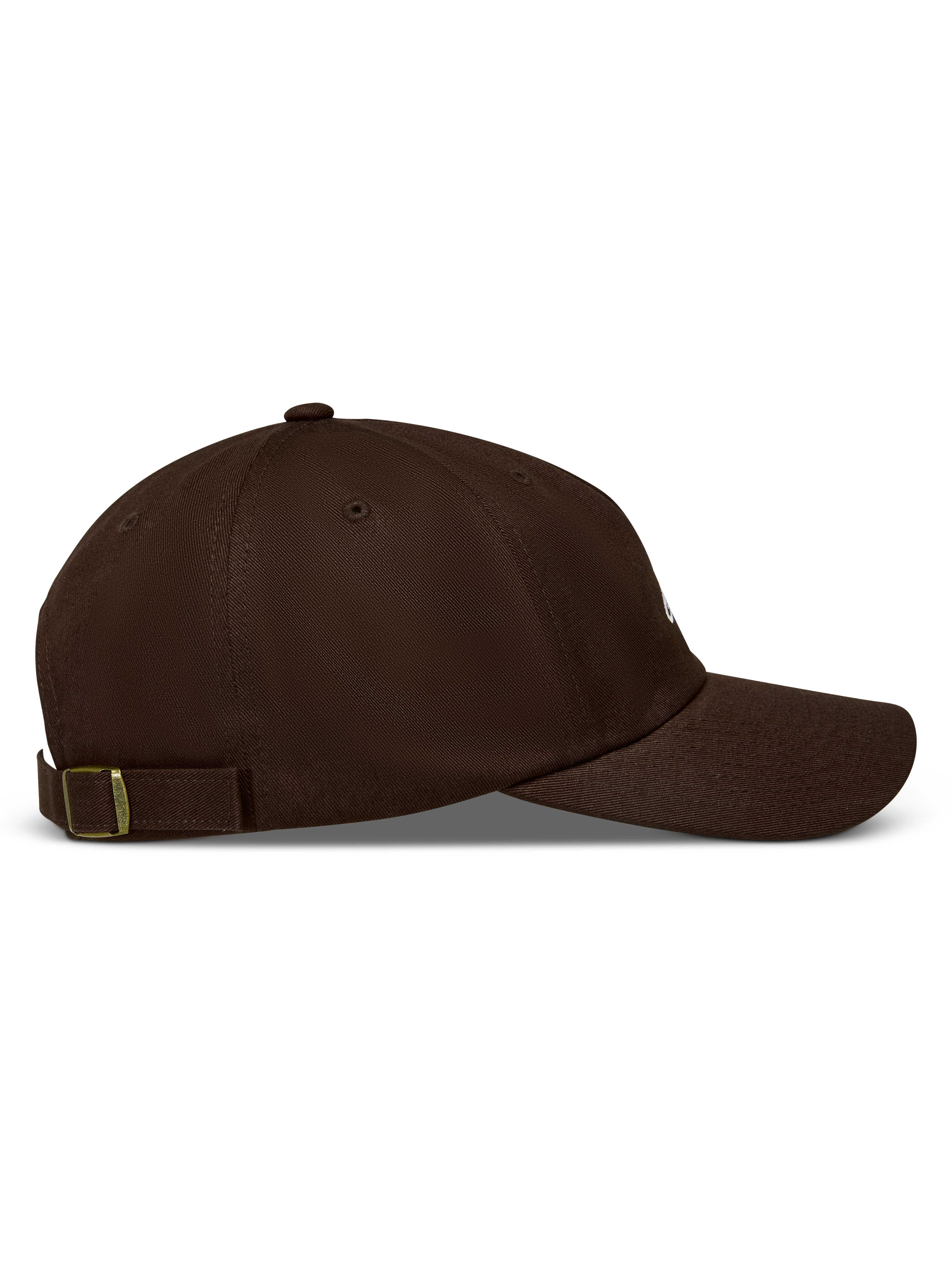 Alpinestars Dylan Dad Hat, brown twill sportswear cap, side view with unstructured low crown, curved bill, and strap back.