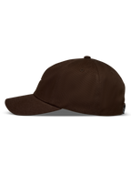Alpinestars Dylan Dad Hat, brown sportswear cap with a curved bill and unstructured low crown in cotton twill, side view.