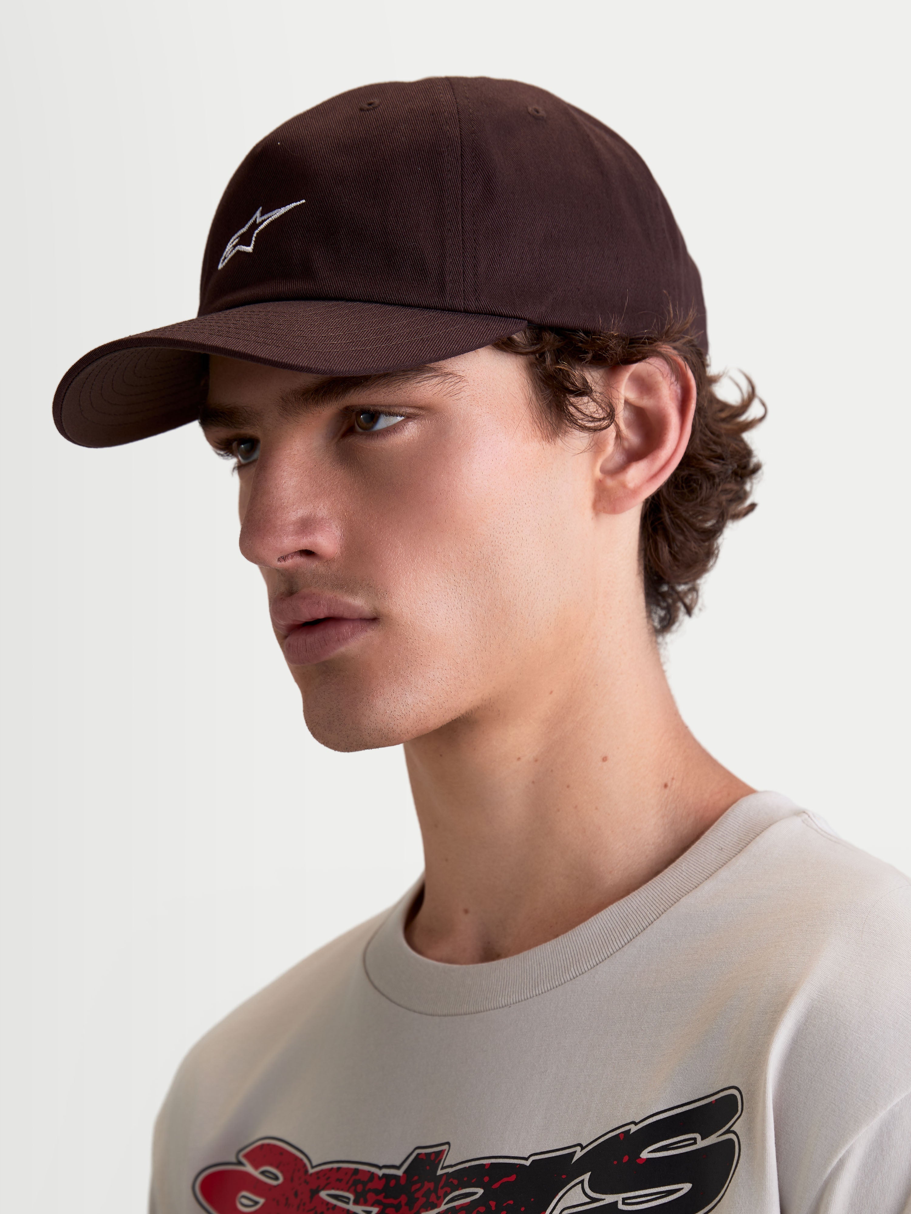 Alpinestars Dylan Dad Hat, Casual Sportswear Baseball Cap for Men, Brown Cotton Twill with Embroidered White Astars Logo, Curved Bill and Unstructured Low Crown Profile for Everyday Lifestyle Wear.