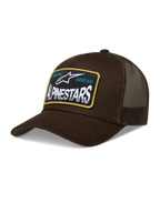 Alpinestars Hemmings Trucker Hat, Brown Curved Bill Sportswear Cap with Breathable Mesh Back and Woven Logo Patch