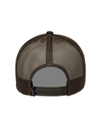 Alpinestars Hemmings Trucker Hat, brown snapback cap with breathable poly mesh panels and adjustable closure.