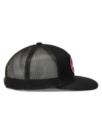 Alpinestars Hotlink Trucker Hat, Black, Sportswear Cap with Flat Bill and Breathable Mesh Back, Side Profile View.