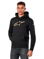 Alpinestars Gilded Hoodie, Black with Gold Logo, Unisex Streetwear, Front Pocket, Casual Premium Apparel