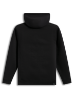 Alpinestars Ageless V3 Hoodie, back view of a black fleece sportswear pullover with ribbed cuffs and hem.