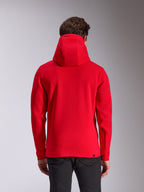 Alpinestars Ride V3 Hoodie, casual motorsport streetwear, red pullover hoodie, back view, solid red color, ribbed cuffs and hem, jersey-lined hood
