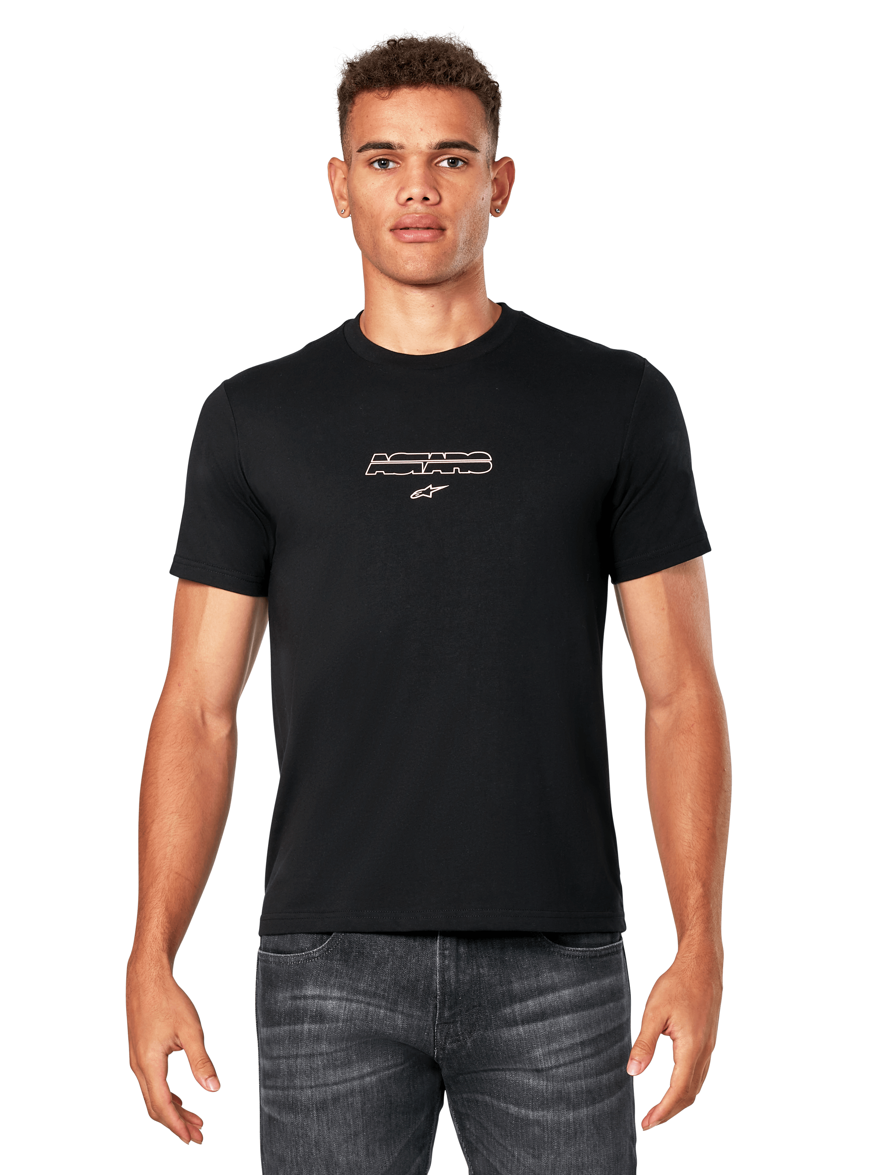 Alpinestars Bold Type Back CSF Tee, Short Sleeve T-Shirt, Black with White Logo, Casual Motorsport Streetwear, Unisex Design