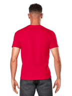 Alpinestars Elliptic CSF Tee, Short Sleeve T-Shirt, Red, Back View, worn with dark jeans, casual motorsport streetwear