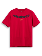 Alpinestars Elliptic CSF Tee, Short Sleeve T-Shirt, Red, Black Arched Astars Logo with Yellow Symbol, Casual Motorsport Sportswear