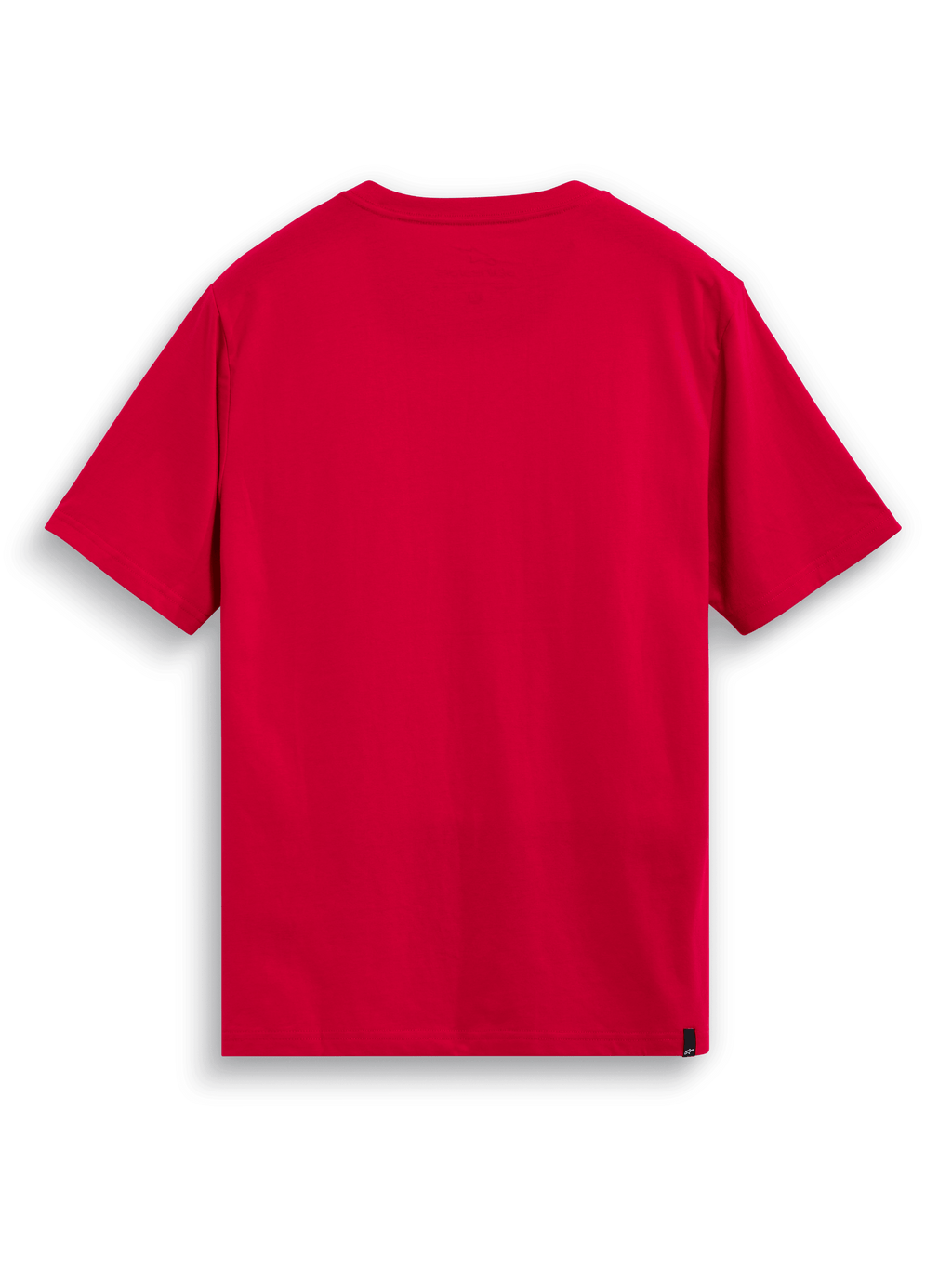 Alpinestars Elliptic CSF Tee, Short Sleeve T-Shirt, Red, back view featuring plain design with small black logo tag at the hem, casual motorsport streetwear