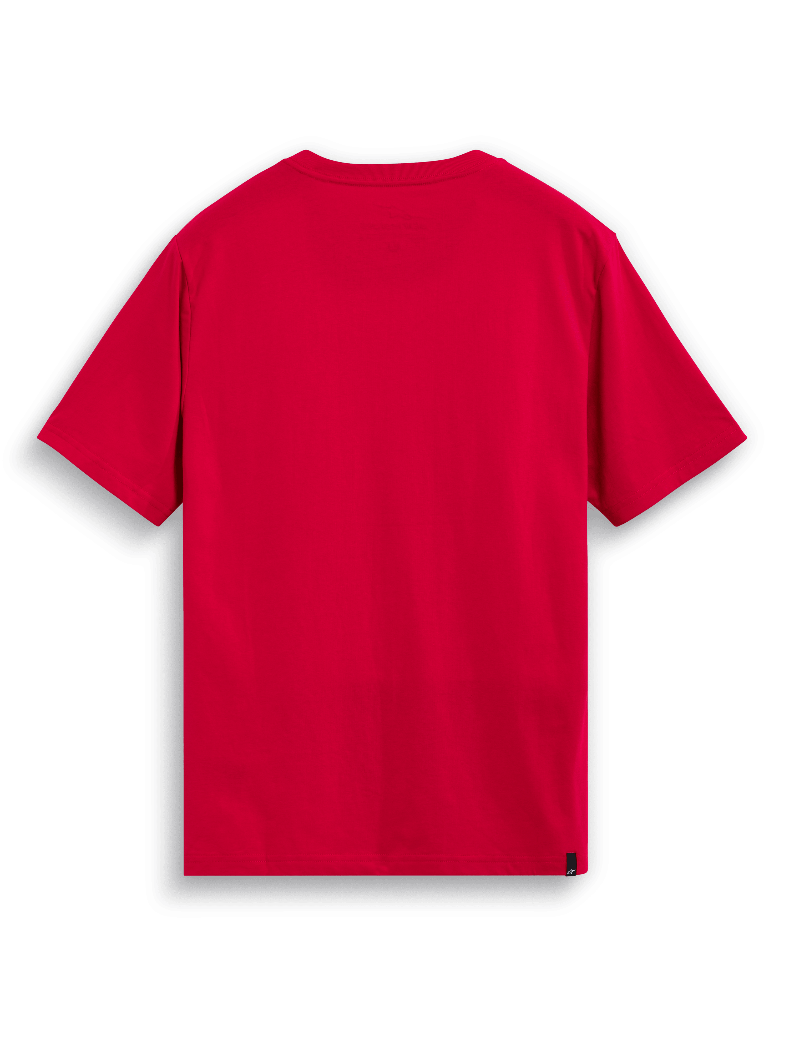 Alpinestars Elliptic CSF Tee, Short Sleeve T-Shirt, Red, back view featuring plain design with small black logo tag at the hem, casual motorsport streetwear