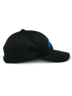 Alpinestars Profile Hat, side view, Black, curved bill with structured crown, snapback closure, casual motorsport-inspired headwear