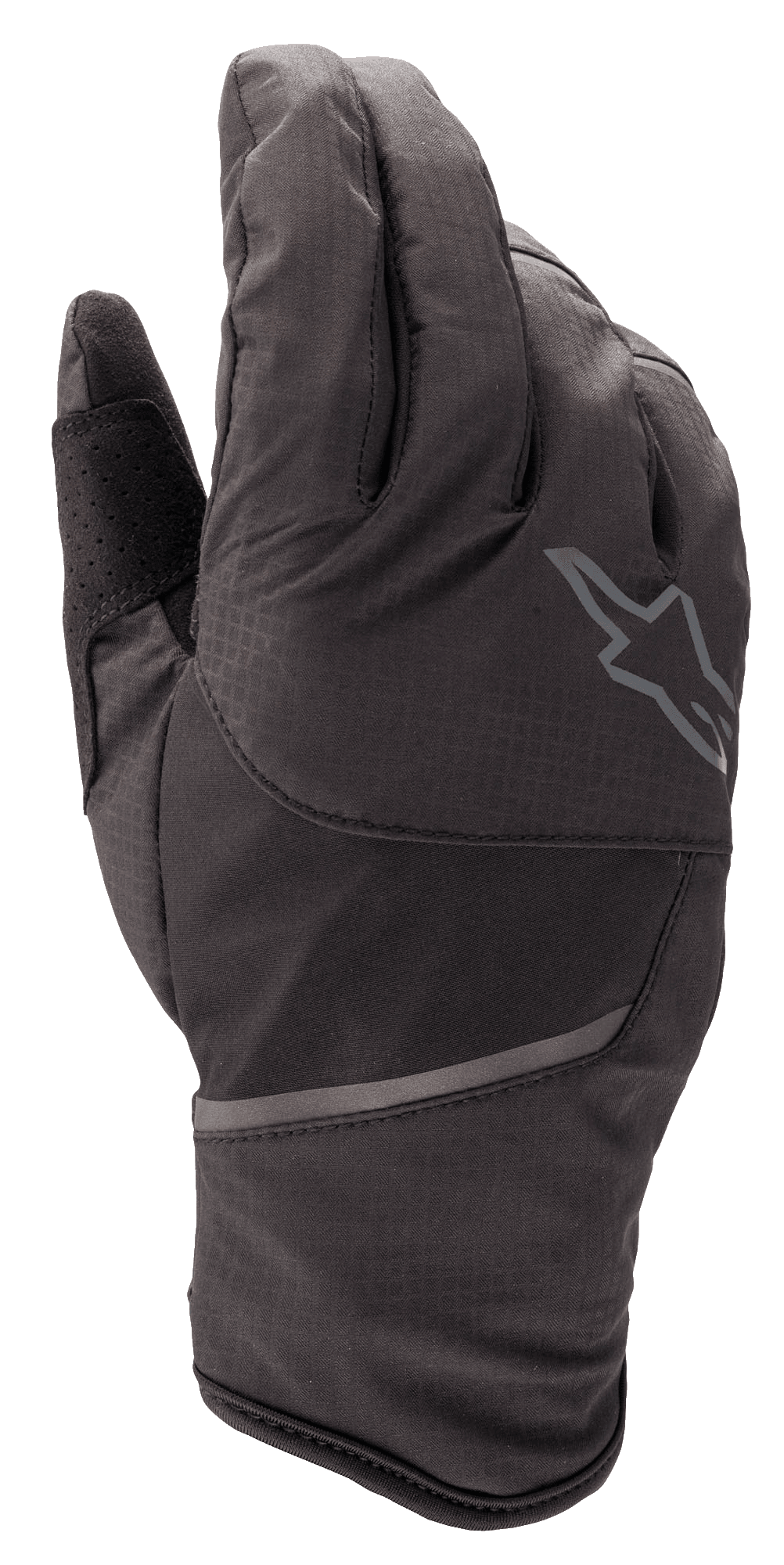 Alpinestars Tahoe Waterproof Gloves, MTB Cycling Gloves, Black Anthracite, back view showing reflective logo, softshell textile construction, and reflective detailing for wet weather riding