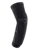 Alpinestars Paragon Plus Knee/Shin Protectors, Black, MTB Mountain Biking Protection, slip-on sleeve featuring mesh construction and reinforced panels, ergonomic pre-shaped design with Alpinestars star logo on the knee and brand name on the shin