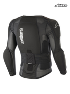 Alpinestars Paragon Pro Protection Jacket - Long Sleeve, mountain biking protection jacket in black, rear view showing integrated back protector, breathable mesh construction, and waist adjustment system
