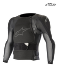 Alpinestars Paragon Pro Protection Jacket - Long Sleeve, mountain bike long-sleeve protection jacket, black, mesh construction with integrated chest protector and waist belt, front view of technical MTB protective gear