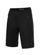 Black Alpinestars A-Dura Ride MTB Shorts, featuring a ratchet waist closure and zippered pockets for trail performance.