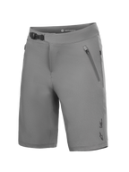 Gray A-Dura Ride MTB Shorts, 4-way stretch cycling gear with ratchet waist closure and zippered pockets.
