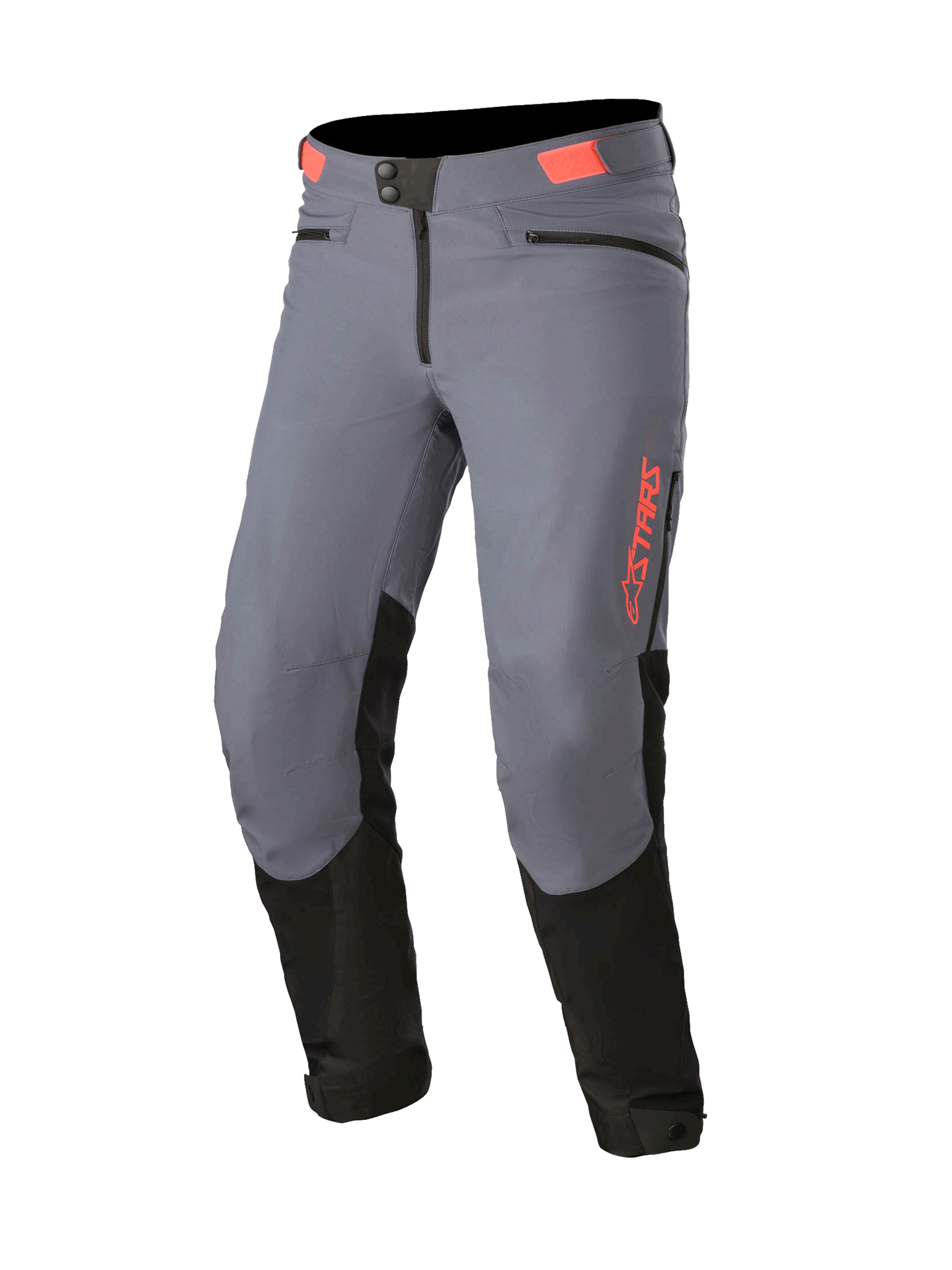Alpinestars Nevada MTB Pants in Gun Metal and Black with Coral accents, featuring insulated soft shell for downhill cycling.