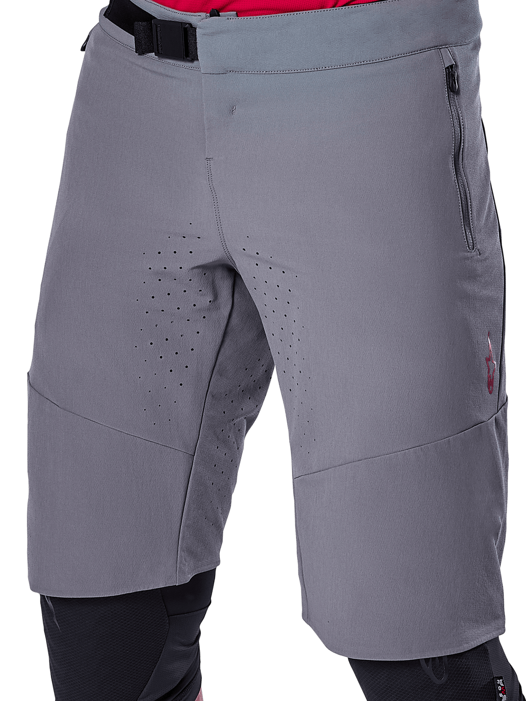 Alpinestars A-Aria Elite Shorts, Men's MTB mountain biking shorts, Dark Gray, featuring magnetic buckle and ventilation.