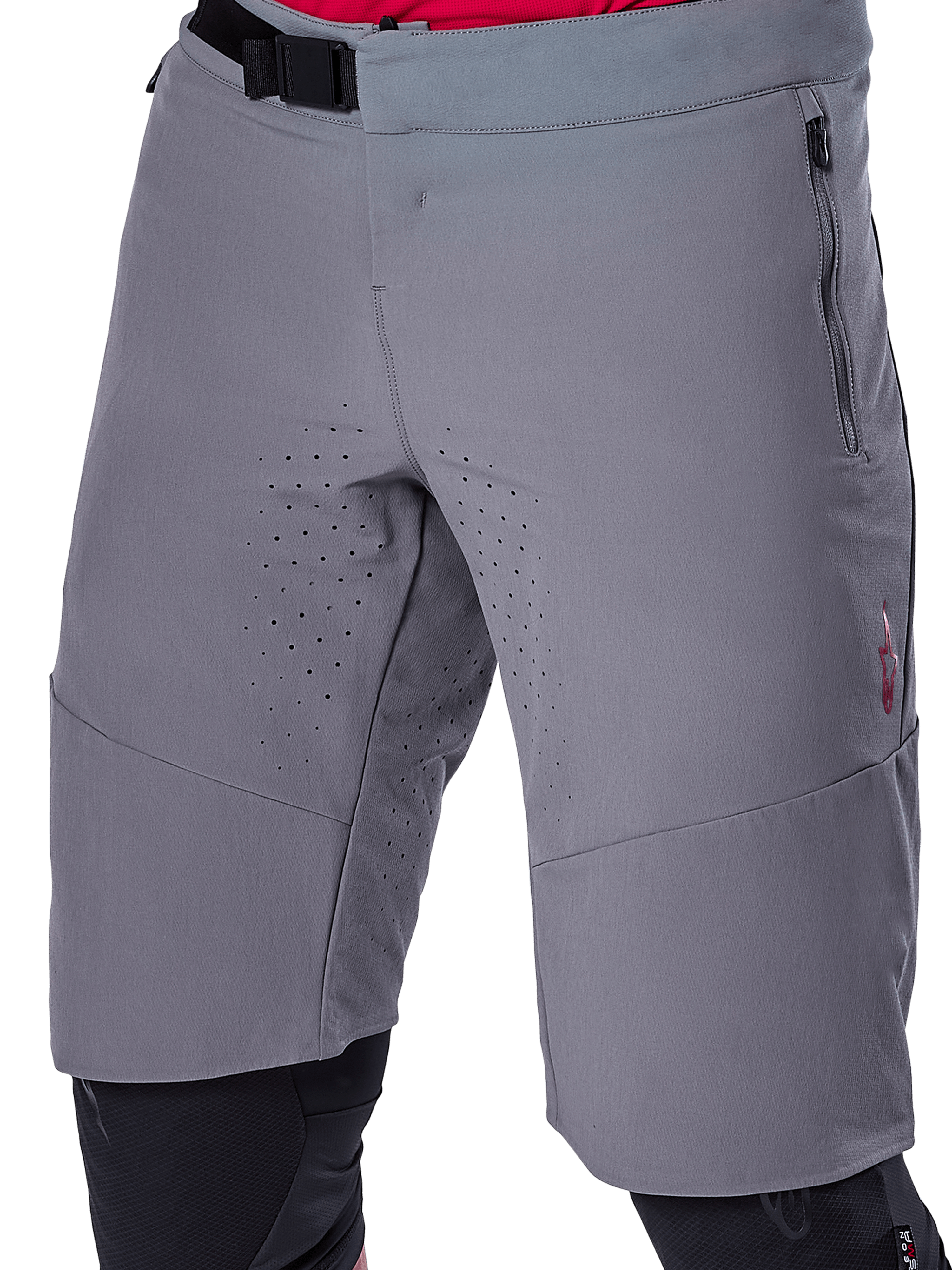 Alpinestars A-Aria Elite Shorts, Men's MTB mountain biking shorts, Dark Gray, featuring magnetic buckle and ventilation.