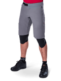 Alpinestars A-Aria Elite Shorts, Men's Dark Gray MTB shorts with magnetic buckle and zippered pockets.