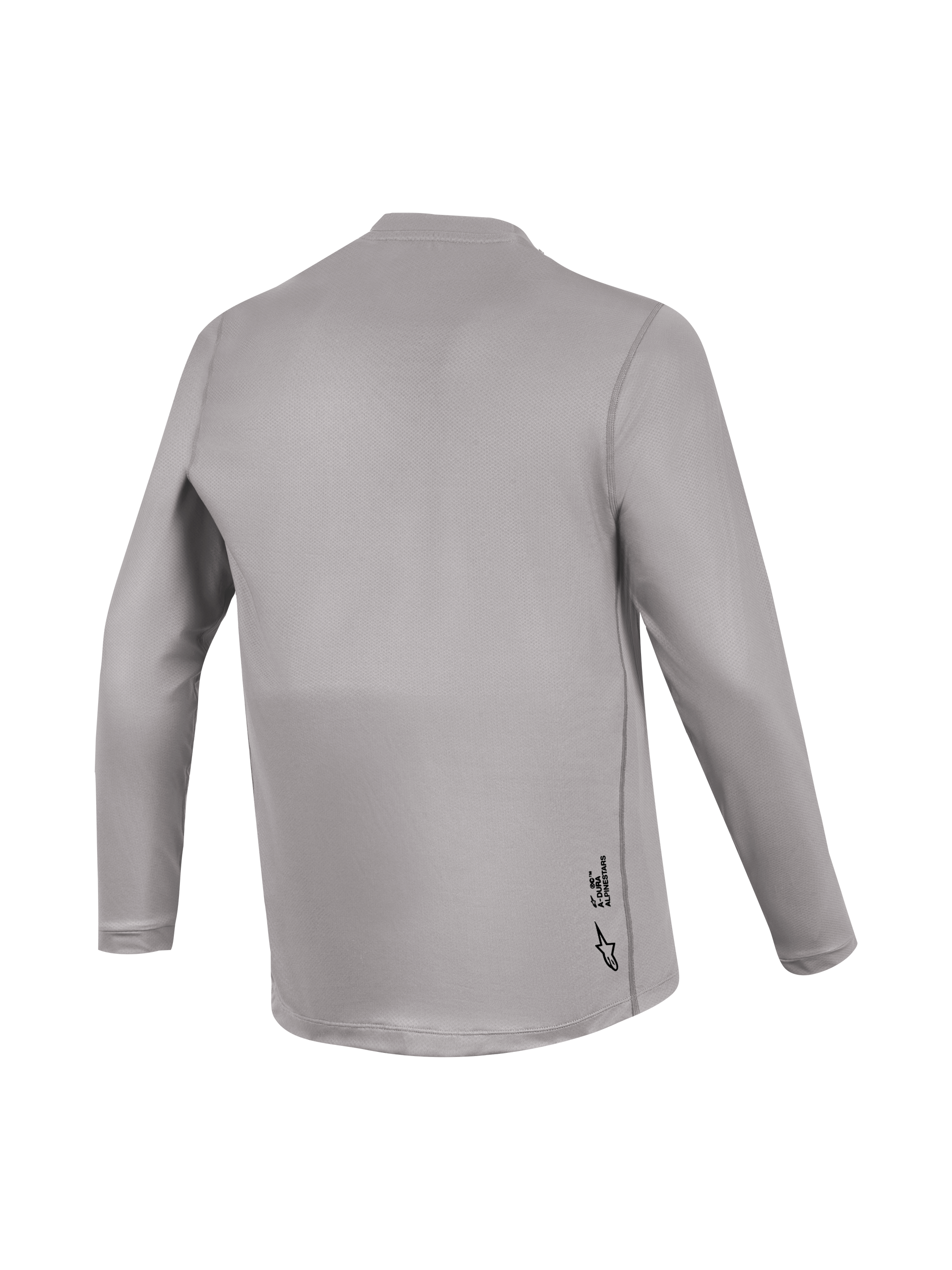 Alpinestars A-Dura Ride Long Sleeve Jersey, Gray back view with jacquard texture and subtle branding for MTB performance.