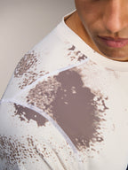 A-Dura Ride Long Sleeve Jersey in Sand Camo, close-up of shoulder stitching and breathable jacquard MTB fabric.