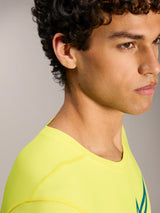 A-Dura Ride Short Sleeve Jersey in Yellow Fluo, performance MTB top with a crew neck and lightweight, flexible fabric.