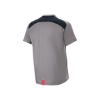 Alpinestars A-Dura Dri Astar Jersey, Short Sleeve Mountain Bike Jersey, Dark Gray, back view featuring black mesh ventilation panels across the shoulders and a small red tag at the hem, technical cycling gear