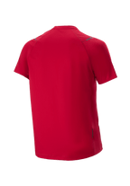 Alpinestars A-Aria Switch Short Sleeve MTB Jersey, Men's Off-Road Cycling Top, Red, Rear View with a Protective Dropped Tail.
