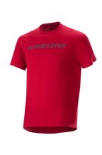 Alpinestars A-Aria Switch Short Sleeve Jersey, Men's MTB Cycling, Red, breathable performance fabric with chest logo.