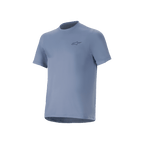 Alpinestars A-Dura Astar Short Sleeve MTB Jersey, Men's Trail Shirt in Infinity Blue with chest logo and drop tail hem.